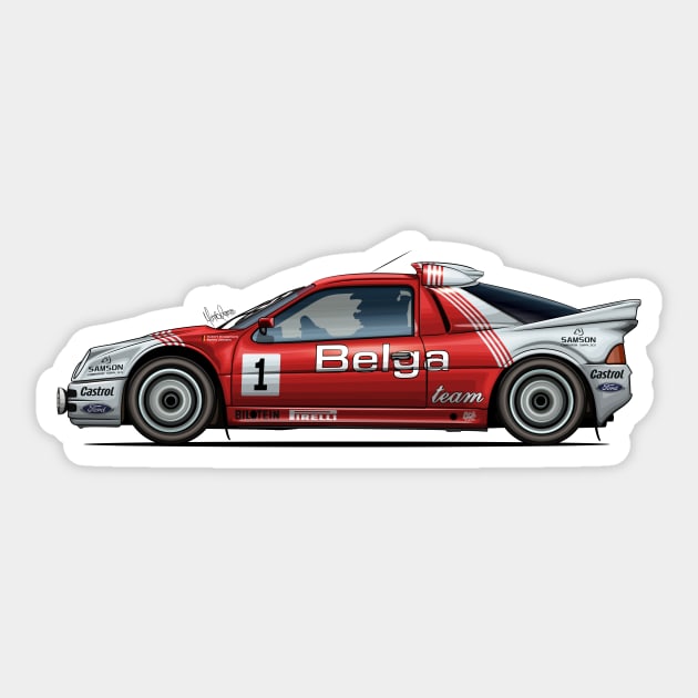 Ford RS200 Group B - Artwork Sticker by Mario Ramos Rally Art